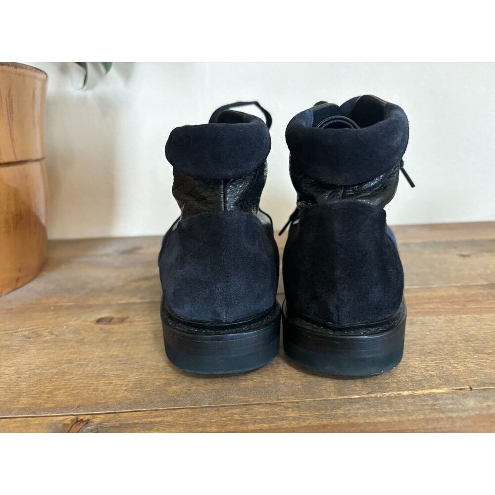 P Monjo Daniela Womens Boots Black 38 Split Leather Lace Up Casual Ankle Booties - Picture 4 of 8